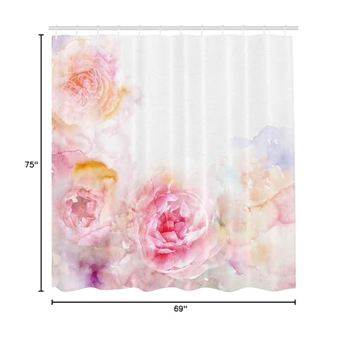 Ambesonne Shabby Flora Shower Curtain, Nature Garden Romantic Victorian Flowers Roses Leaves Image, Cloth Fabric Bathroom Decor